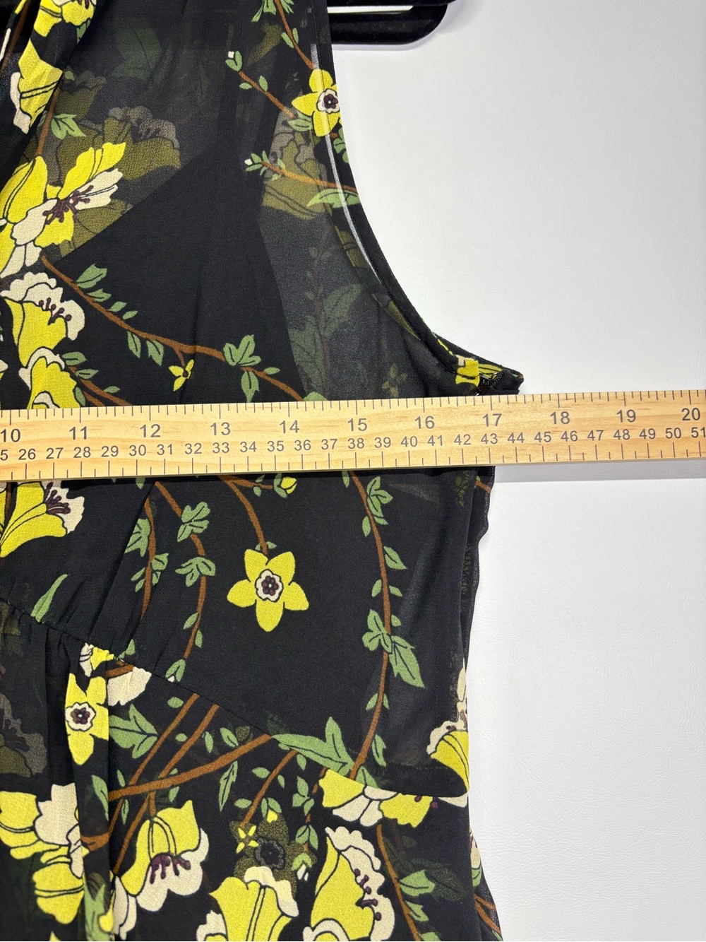 ✨Who What Wear Maxi Dress Black Floral Yellow Bloom Print Size S - Picture 11 of 12